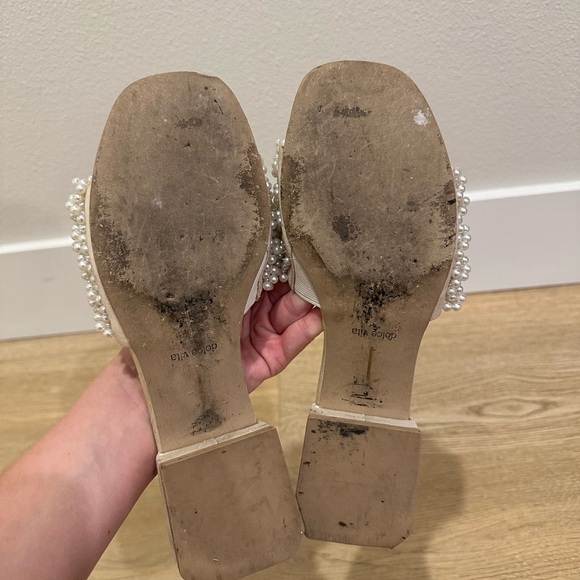 Dolce Vita Pearl Embellished Sandals - Cream - Picture 1 of 2